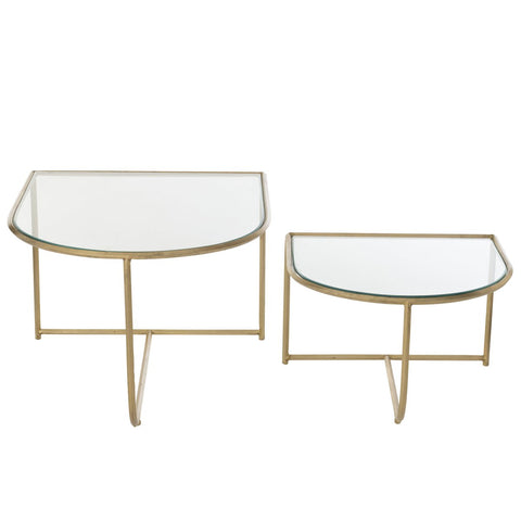 J-Line Set Van 2 Tafels Porte Metaal/Glas Goud