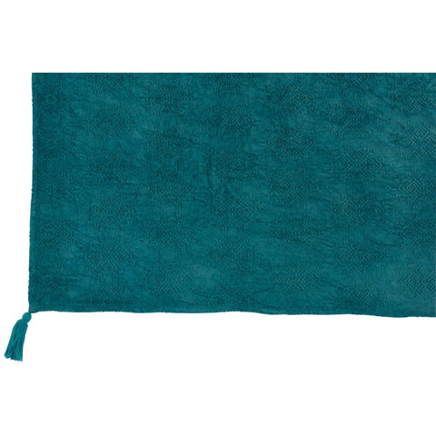 J-Line Plaid Fayola - katoen - turkoois - 181 x 128 cm