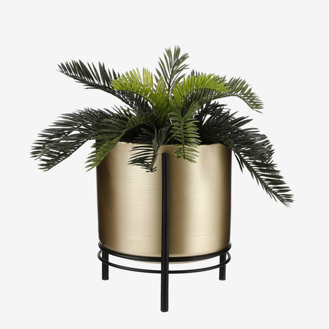 Sverre Bloempot op Standaard - H28 x Ø19 cm - Goud, Zwart