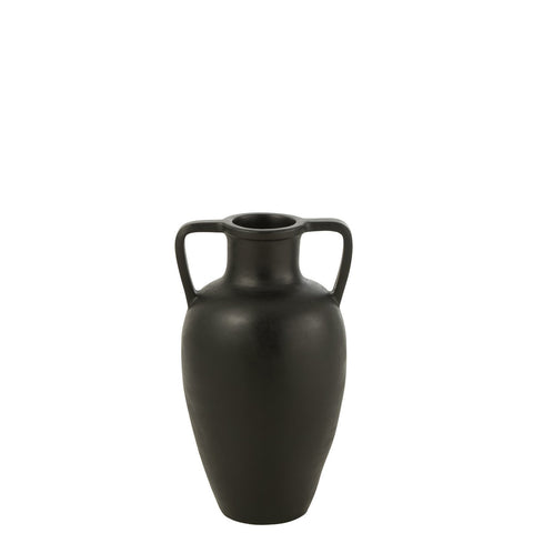 J-Line vaas 2 Armen Terracotta - keramiek - zwart - small