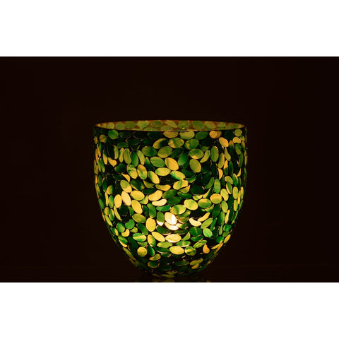 J-Line windlicht Mozaiek - glas - azuur - large