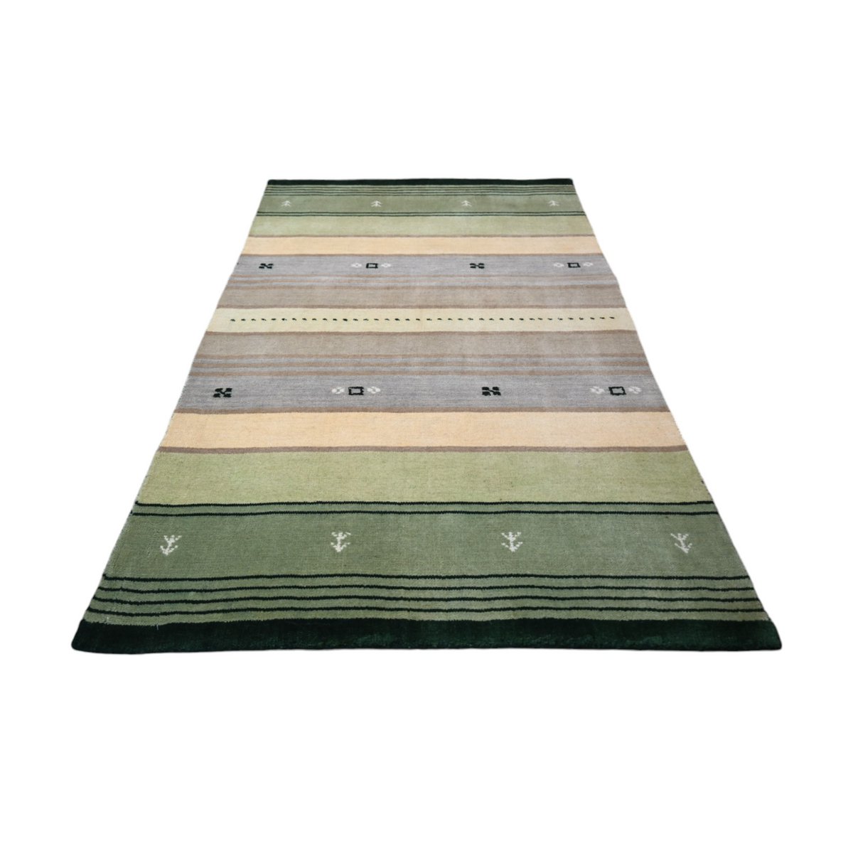 Groen Gabbeh vloerkleed - 147x90 cm - HANDGEMAAKT