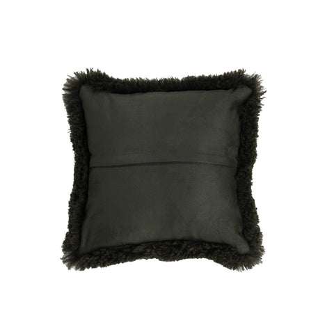 J-Line kussen Vierkant Schapenvel - polyester - donkergroen