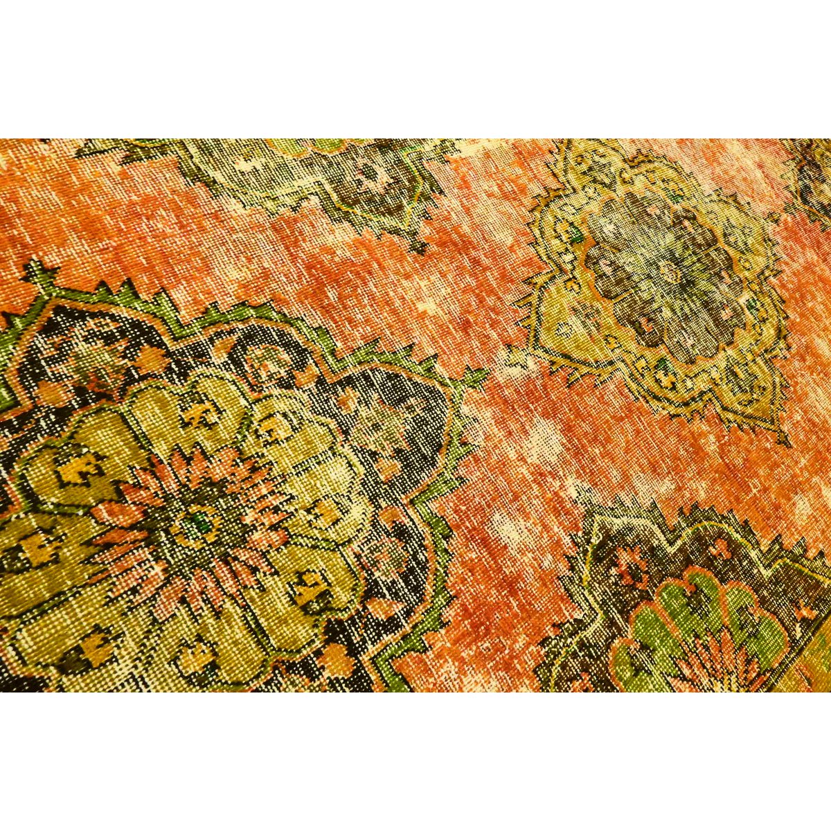 Geel Orangje vintage vloerkleed - 240x120 cm - HANDGEMAAKT