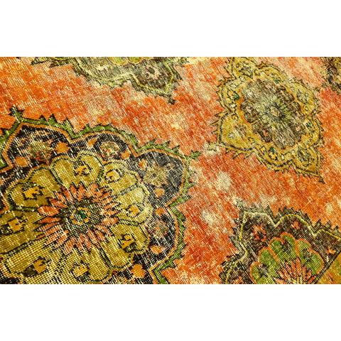 Geel Orangje vintage vloerkleed - 240x120 cm - HANDGEMAAKT