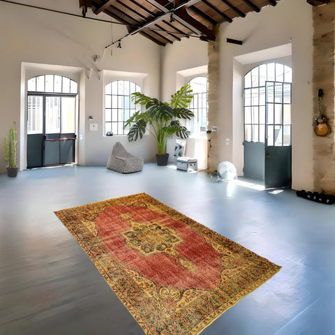 Rood vintage vloerkleed - 273x168 cm - HANDGEMAAKT