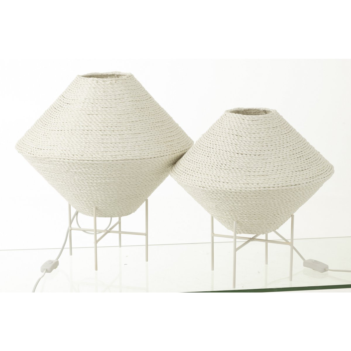 J-Line hanglamp Ufo Raffia - wit - groot