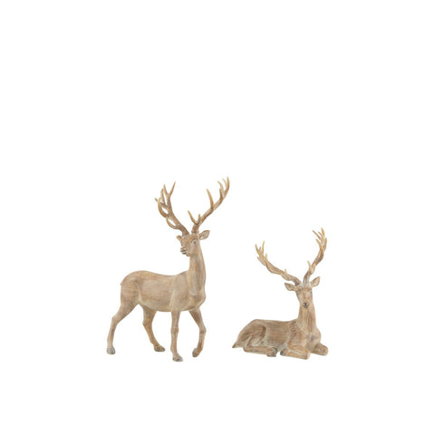 J-Line Kerstfiguren rendier - polyresin - lichtbruin