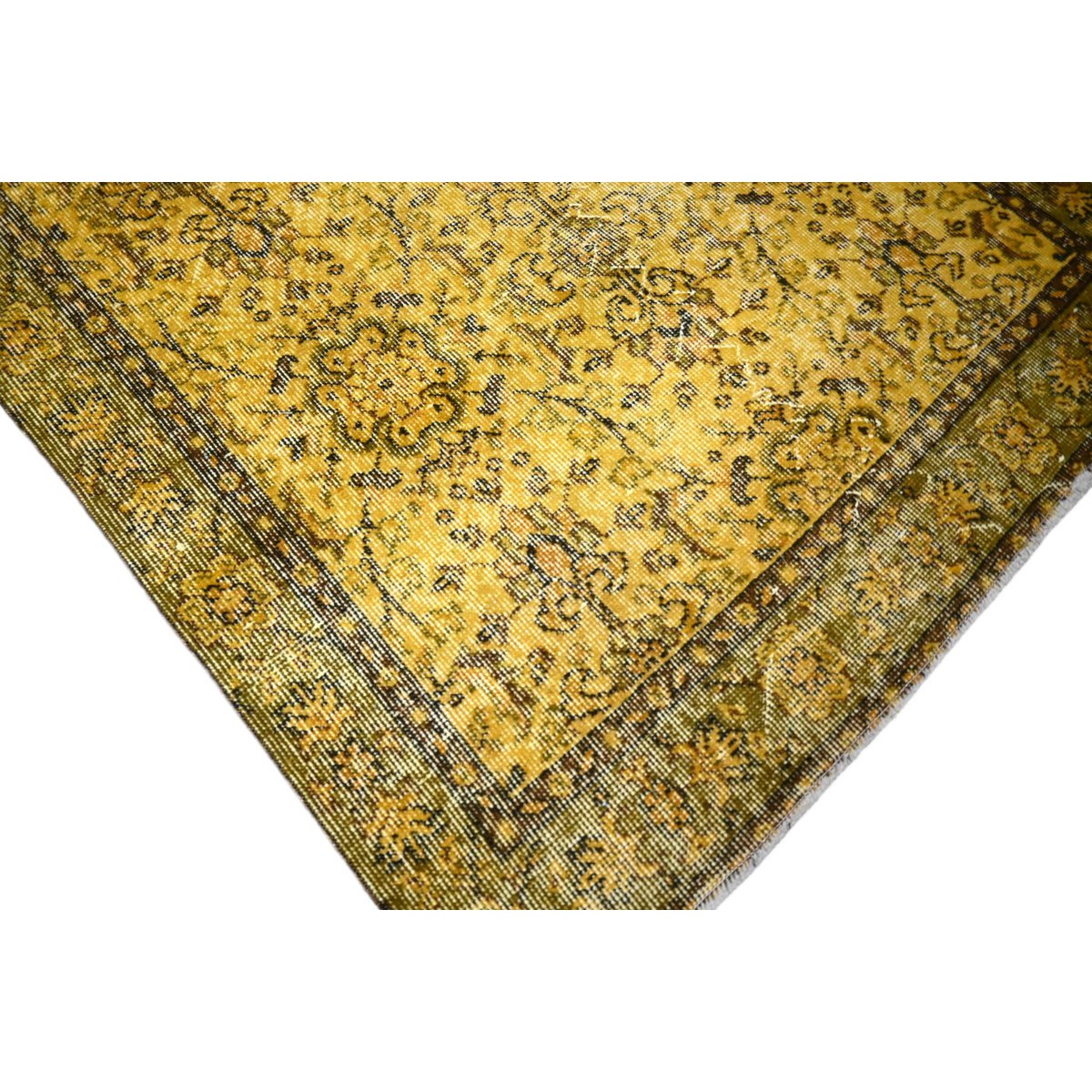 Geel vintage vloerkleed - 214x109 cm - HANDGEMAAKT