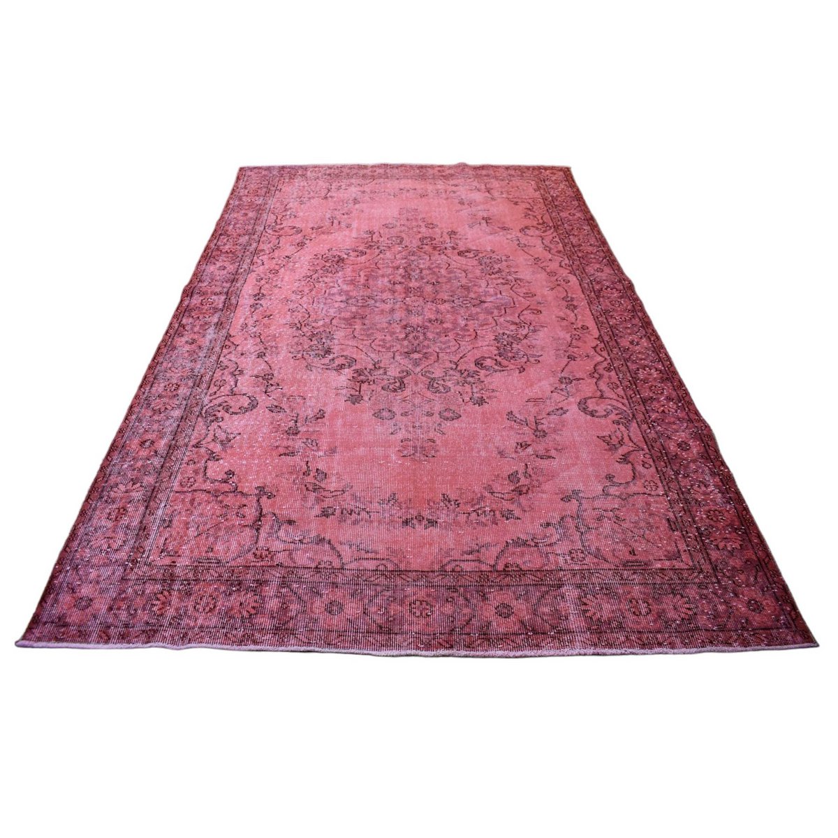 Roze vintage vloerkleed - 300x188 cm - HANDGEMAAKT