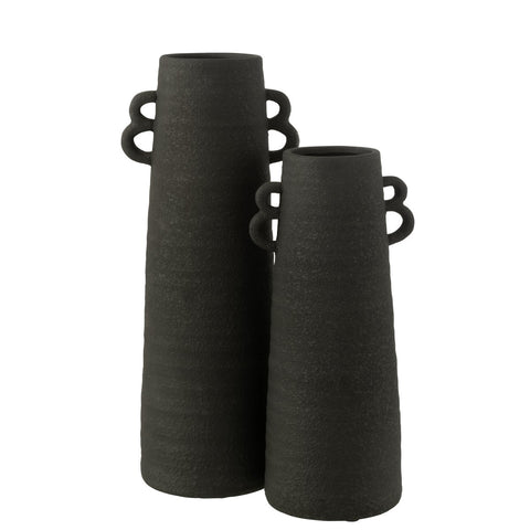 J-Line vaas Kegel Klei - keramiek - zwart - large