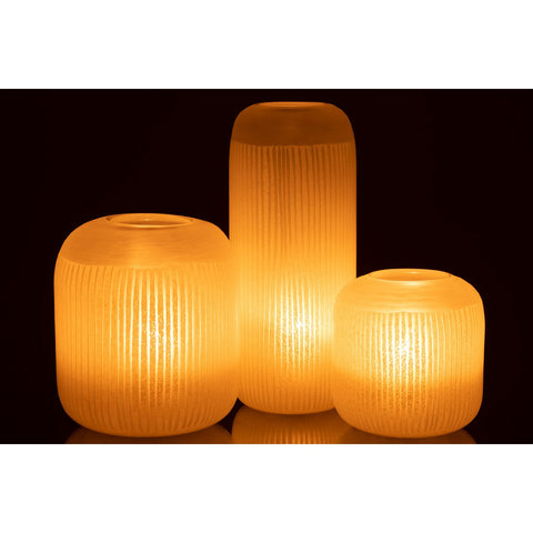 J-Line vaas Strepen - glas - lichtgeel - large