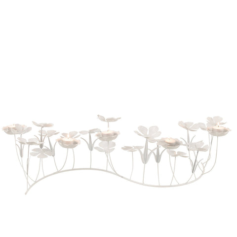 J-Line kandelaar decoratie Bloemen - metaal - wit - large