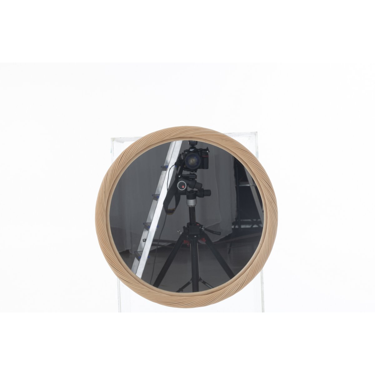 J-Line wandspiegel Rond Rotan/glas Naturel Small