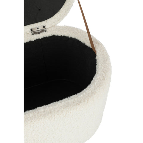 J-Line Poef Opslag Teddy Polyester Wit