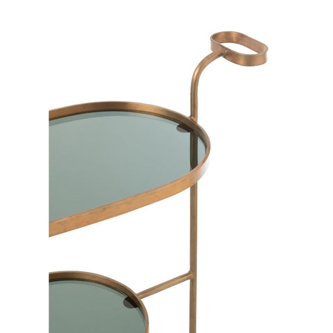 J-Line serveerkar Ovaal 2 niveaus - ijzer/glas - zwart/brons