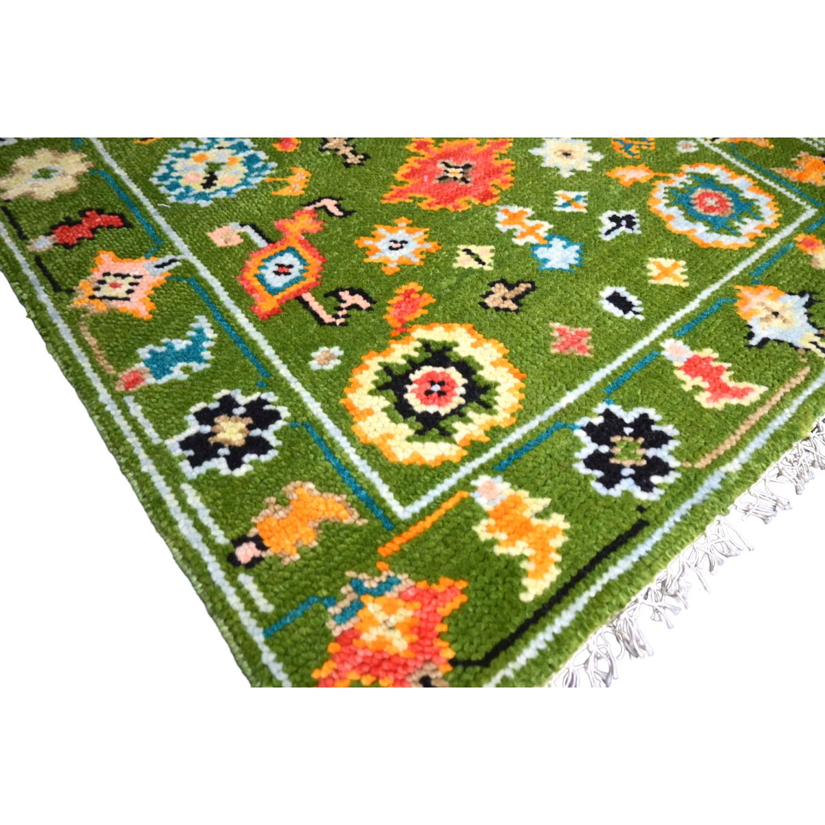 Groen Azeri vloerkleed - 93x68 cm - HANDGEMAAKT  Copy