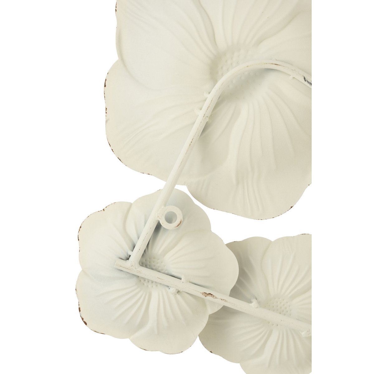 J-Line wanddecoratie Bloemen - metaal - roze/wit