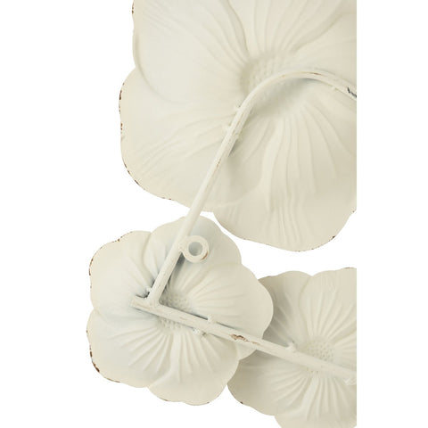 J-Line wanddecoratie Bloemen - metaal - roze/wit