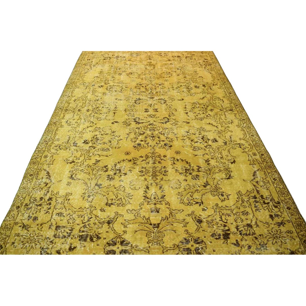 Vintage vloerkleed geel - 302x162 cm - HANDGEMAAKT