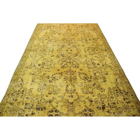 Vintage vloerkleed geel - 302x162 cm - HANDGEMAAKT