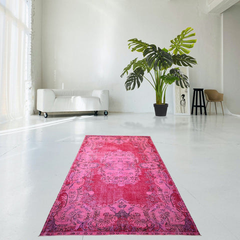 Roze vintage vloerkleed - 300x186 cm - HANDGEMAAKT