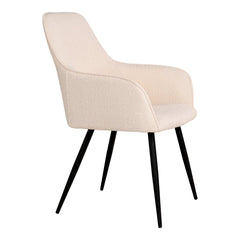 Harbo Dining Chair - Eetkamerstoel in bouclé, wit met zwarte poten - set van 2