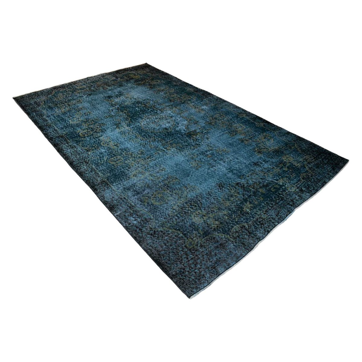 Blauw vintage vloerkleed - 302x185 cm - HANDGEMAAKT