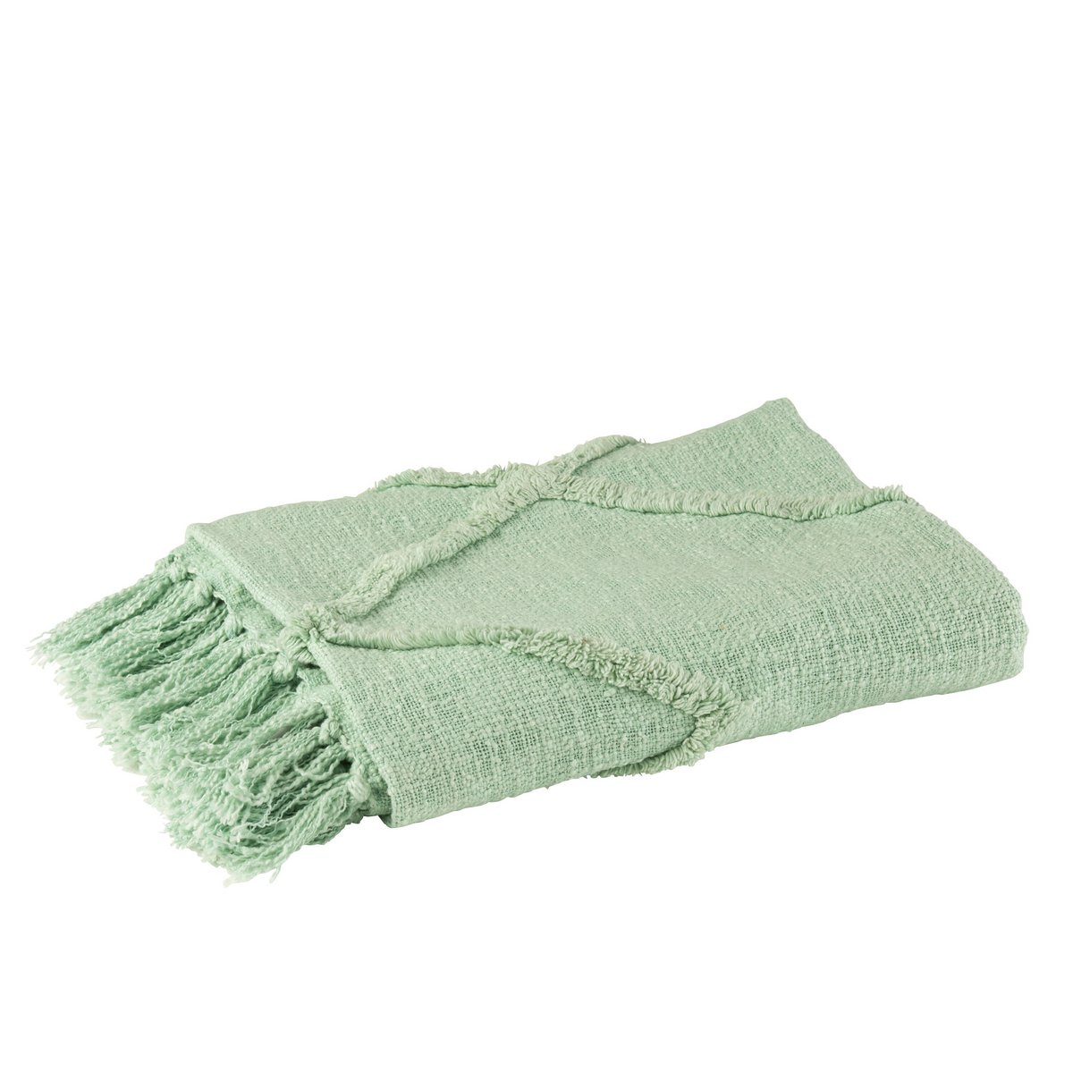 J-Line Plaid ruit - katoen - lichtgroen - 130 x 170 cm