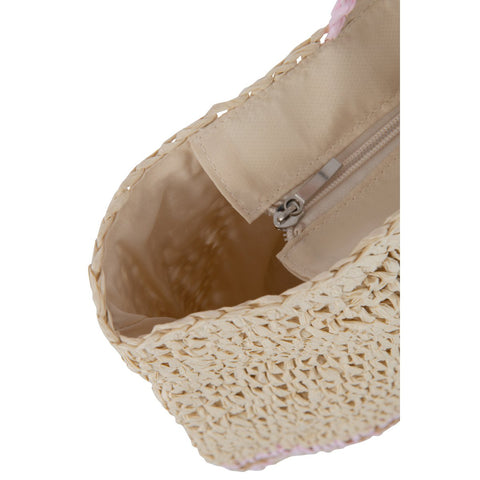 J-Line Draagtas Bruin/Roze Handvat Papier Naturel/Roze