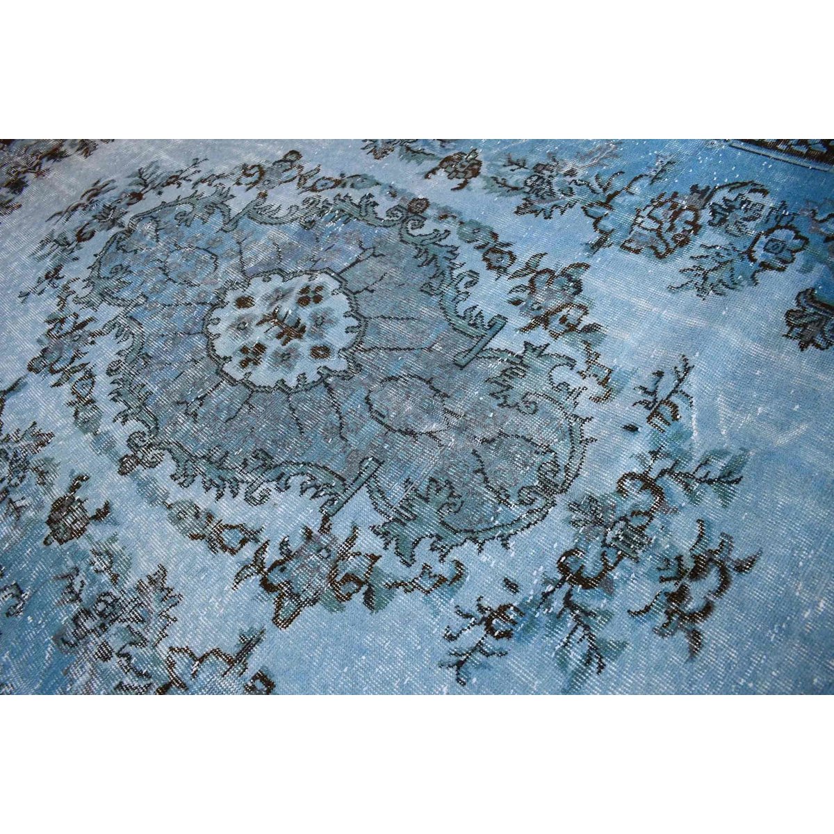 Blauw vintage vloerkleed - 290x175 cm - HANDGEMAAKT