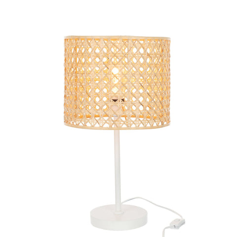 J-Line Roma tafellamp - bamboe/ metaal - naturel/ wit