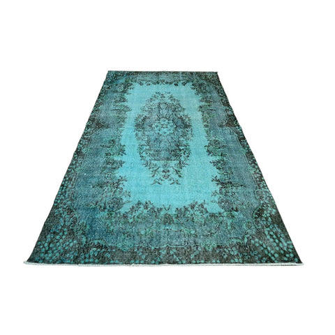Turquoise vintage vloerkleed - 247x142 cm - HANDGEMAAKT