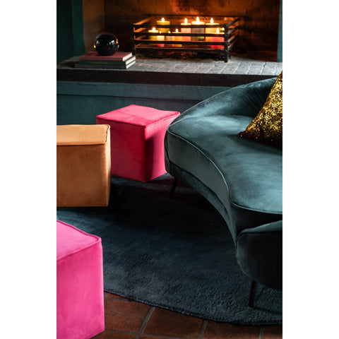 J-Line Poef Kubus Velvet Fel Roze