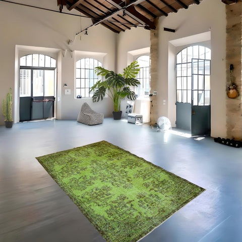 Groen vintage vloerkleed - 298x190 cm - HANDGEMAAKT