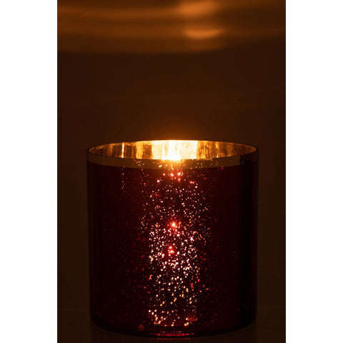 J-Line windlicht Rand - glas - goud/rood - extra large