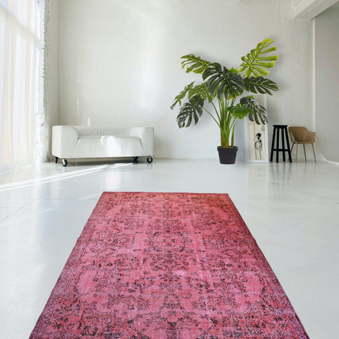 Roze vintage vloerkleed - 292x193 cm - HANDGEMAAKT
