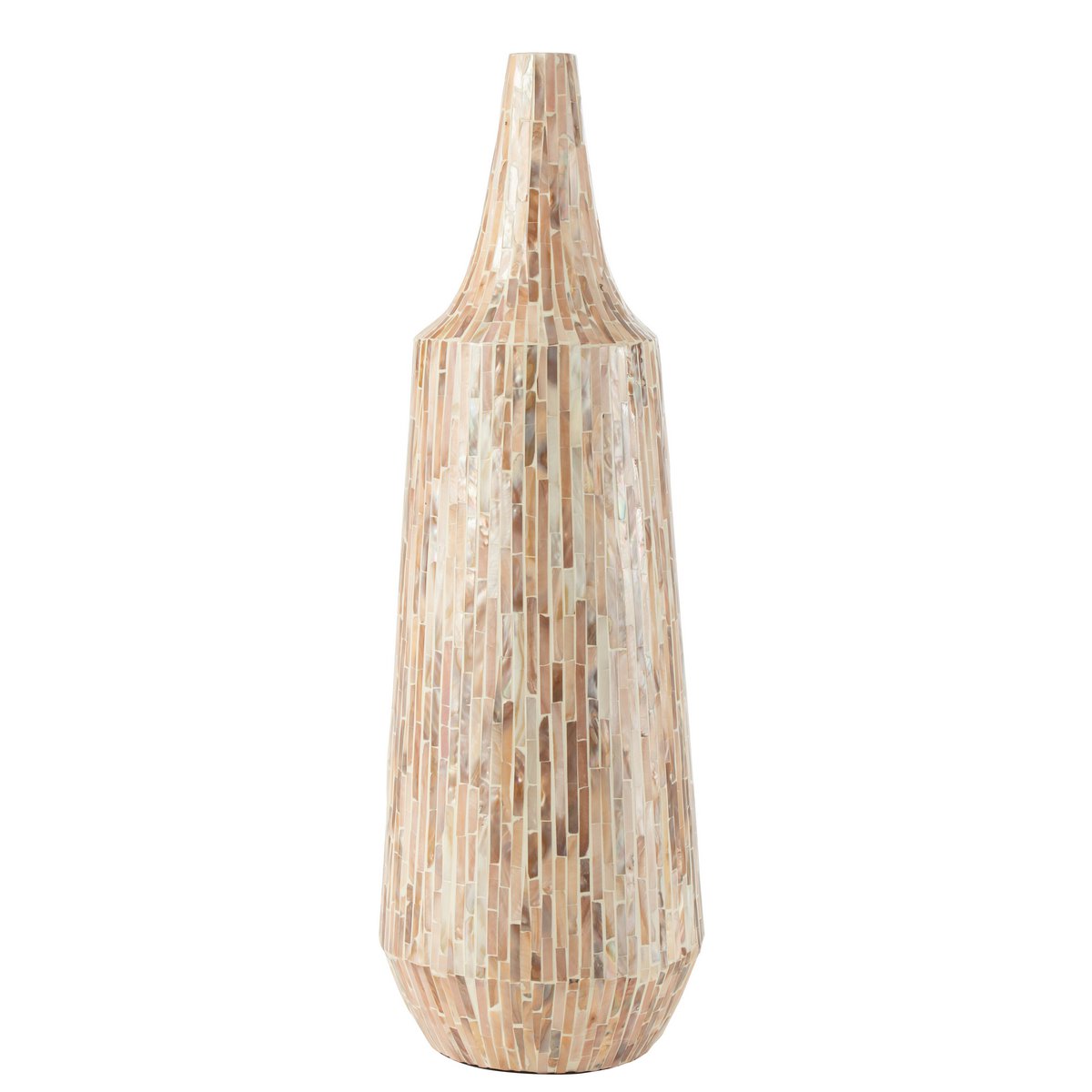 J-Line vaas Nuye Fles - schelpen/papier- beige