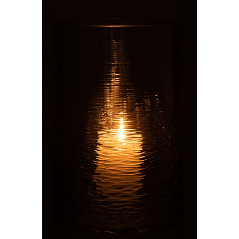 J-Line windlicht Zee - Kaarsenhouder - glas - blauw - large