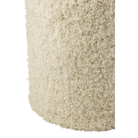 J-Line Poef Cylinder Pluizig Polyester Crème