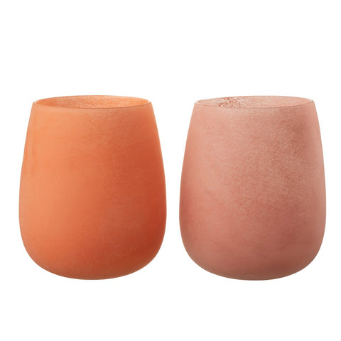 J-Line vaas Frosted - glas - koraal - 27.00 cm hoog