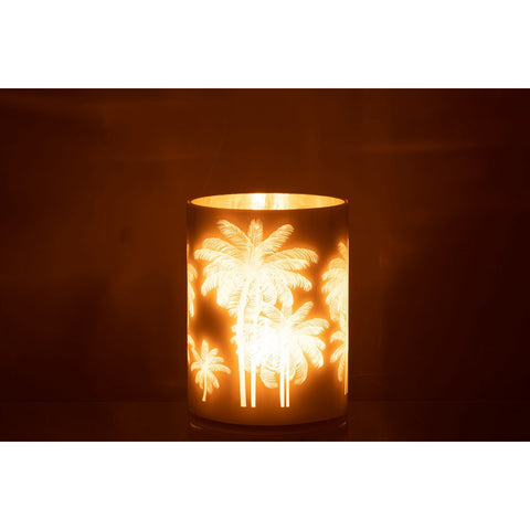J-Line windlicht Palmbomen - glas - blauw/goud - extra large