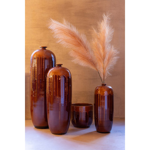 J-Line vaas Lee Blinkend - terra - bruin/oranje - large - 95 cm hoogte