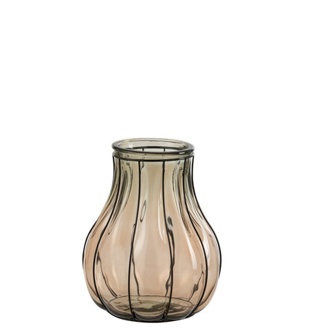 J-Line vaas Fusion - glas/metaal - taupe - small - 30.00 cm hoog