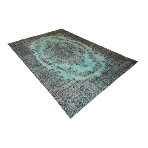 Turquoise vintage vloerkleed - 286x190 cm - HANDGEMAAKT