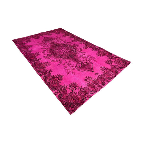 Roze vintage vloerkleed - 280x177 cm - HANDGEMAAKT