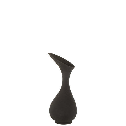 J-Line vaas Olivia Ruw - aluminium - zwart - small - 61.00 cm hoog