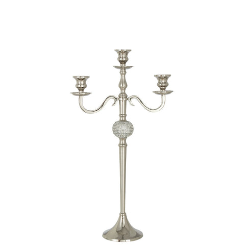 J-Line kandelaar 3 Armen Diamant - aluminium - zilver
