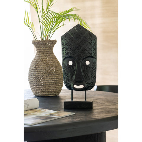 J-Line masker op voet  Op Voet Albasia- hout - zwart - large