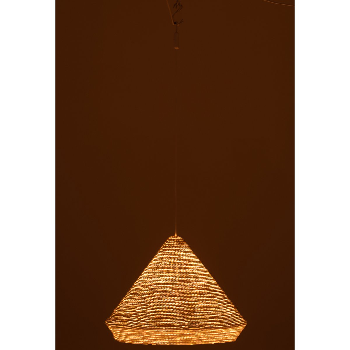 J-Line hanglamp conisch raffia - wit - klein